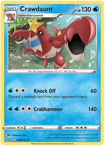 Crawdaunt (039/163) [Sword & Shield: Battle Styles] Reverse Holofoil