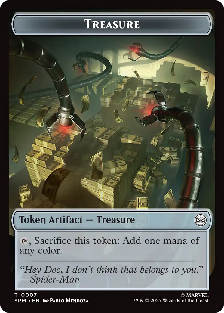 Spider // Treasure Double-Sided Token [Marvel's Spider-Man Tokens] Foil