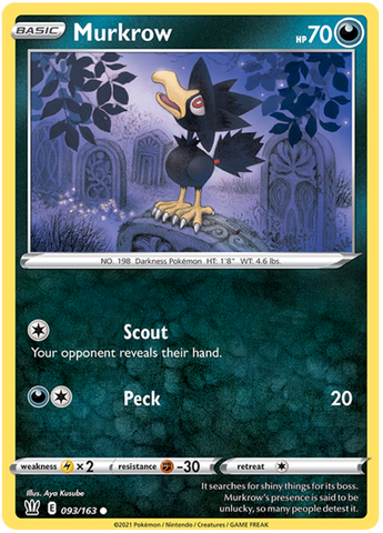 Murkrow (093/163) [Sword & Shield: Battle Styles] Reverse Holofoil