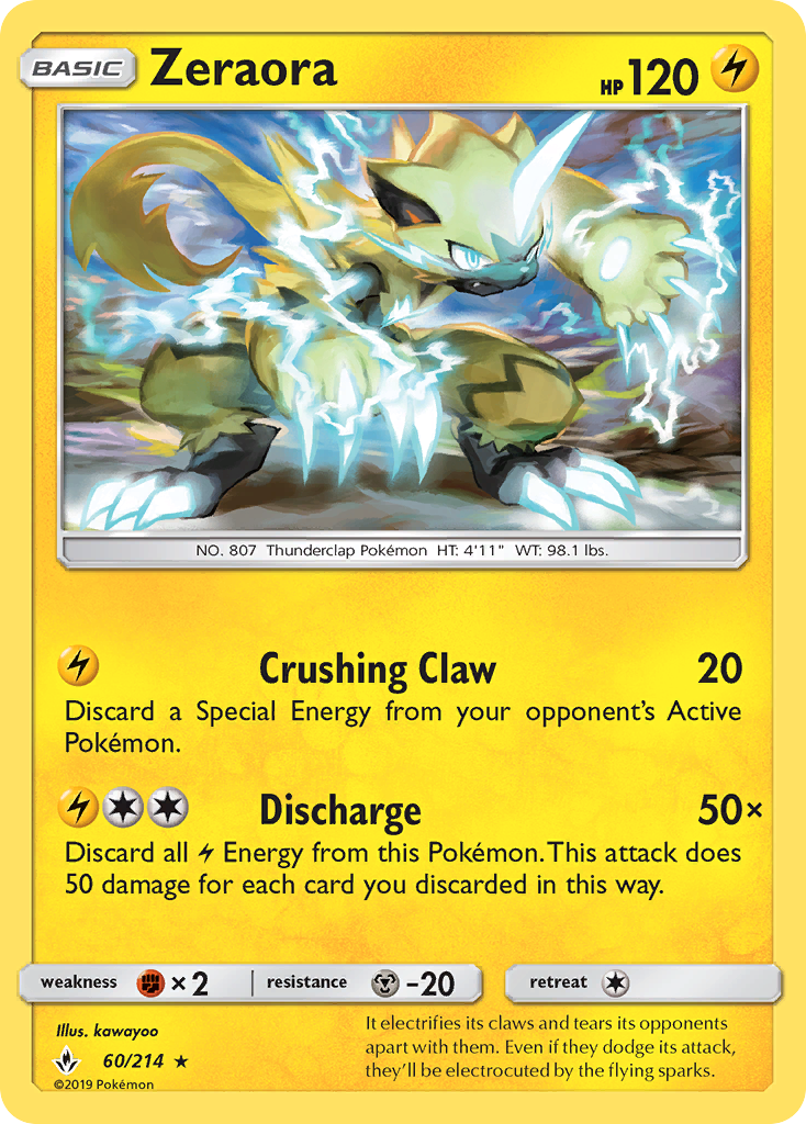 Zeraora (60/214) [Sun & Moon: Unbroken Bonds] Reverse Holofoil