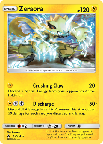 Zeraora (60/214) [Sun & Moon: Unbroken Bonds] Reverse Holofoil