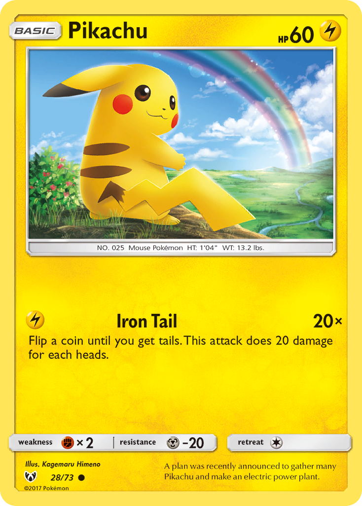 Pikachu (28/73) [Sun & Moon: Shining Legends] Reverse Holofoil