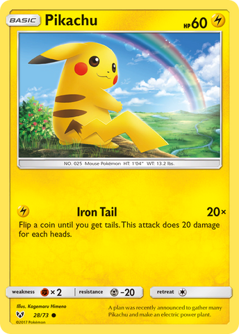 Pikachu (28/73) [Sun & Moon: Shining Legends] Reverse Holofoil