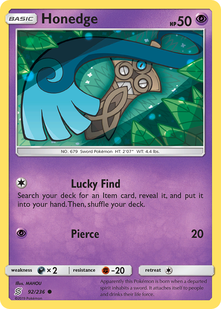 Honedge (92/236) [Sun & Moon: Unified Minds] Reverse Holofoil