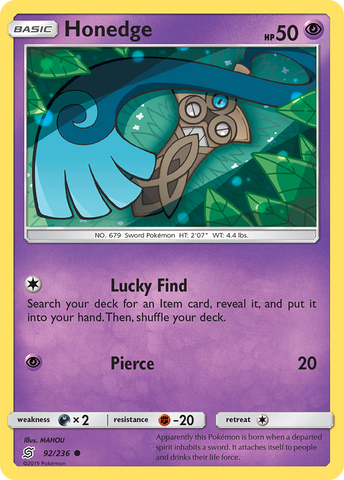 Honedge (92/236) [Sun & Moon: Unified Minds] Reverse Holofoil