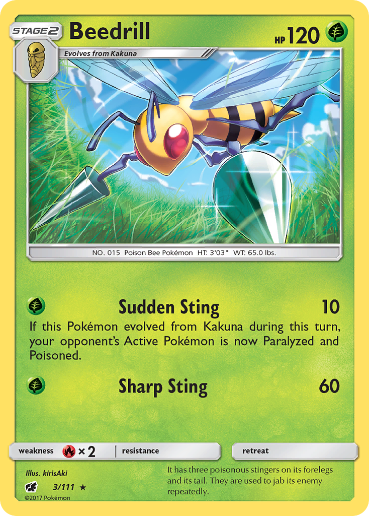Beedrill (3/111) [Sun & Moon: Crimson Invasion] Reverse Holofoil
