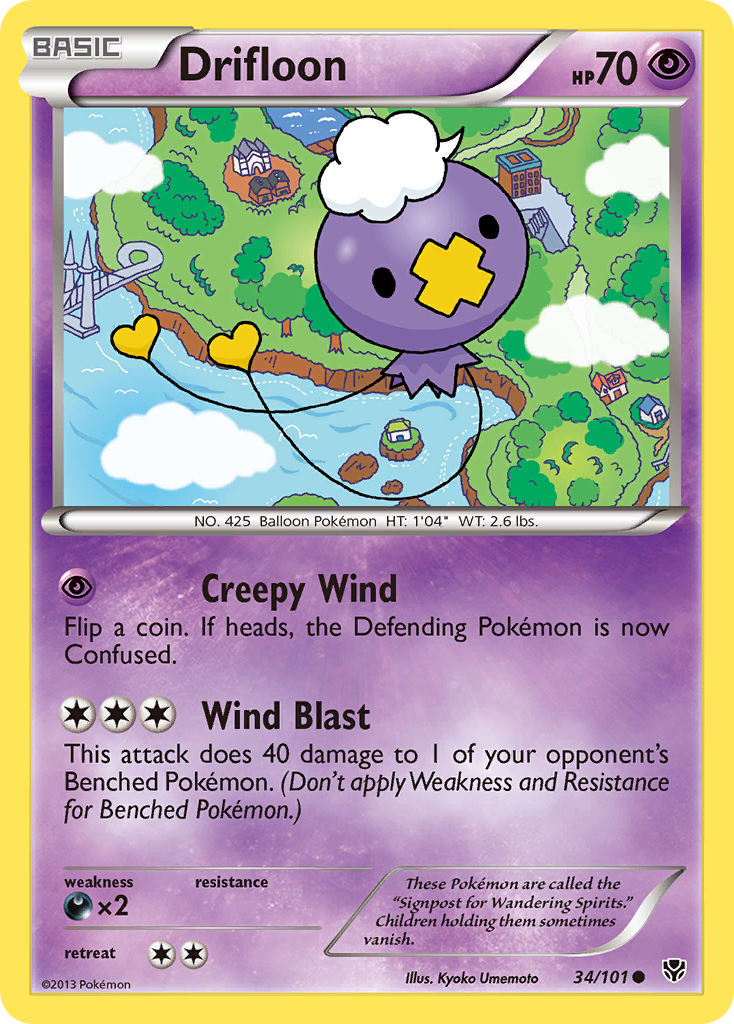 Drifloon (34/101) [Black & White: Plasma Blast] Reverse Holofoil