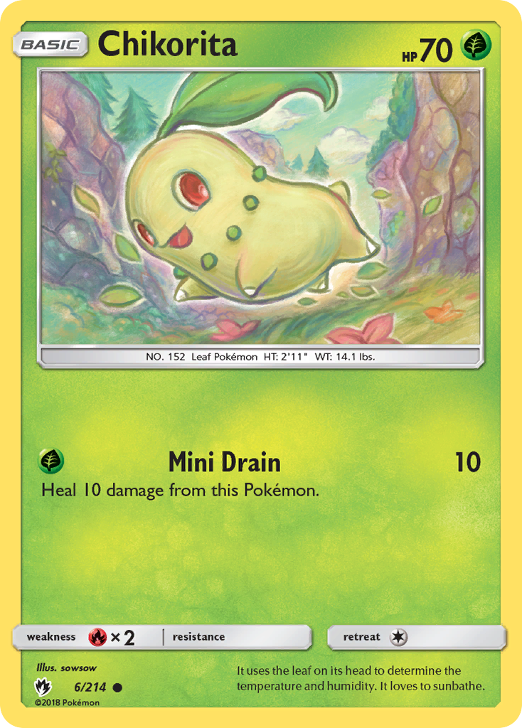 Chikorita (6/214) [Sun & Moon: Lost Thunder] Reverse Holofoil