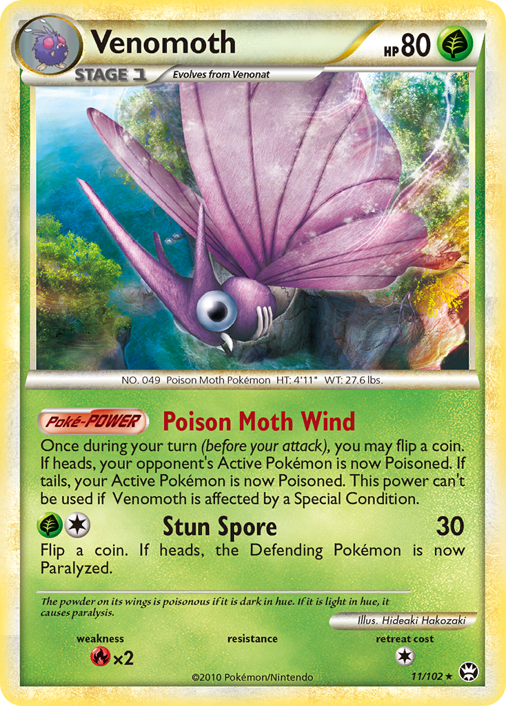 Venomoth (11/102) [HeartGold & SoulSilver: Triumphant] Reverse Holofoil