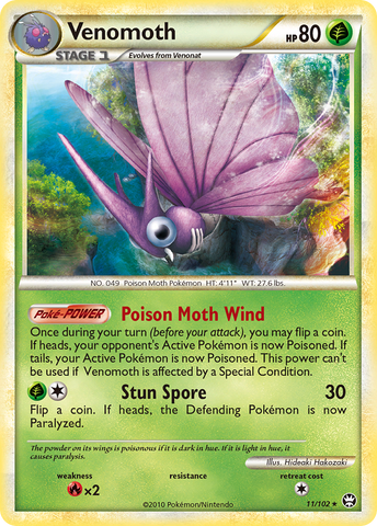 Venomoth (11/102) [HeartGold & SoulSilver: Triumphant] Reverse Holofoil