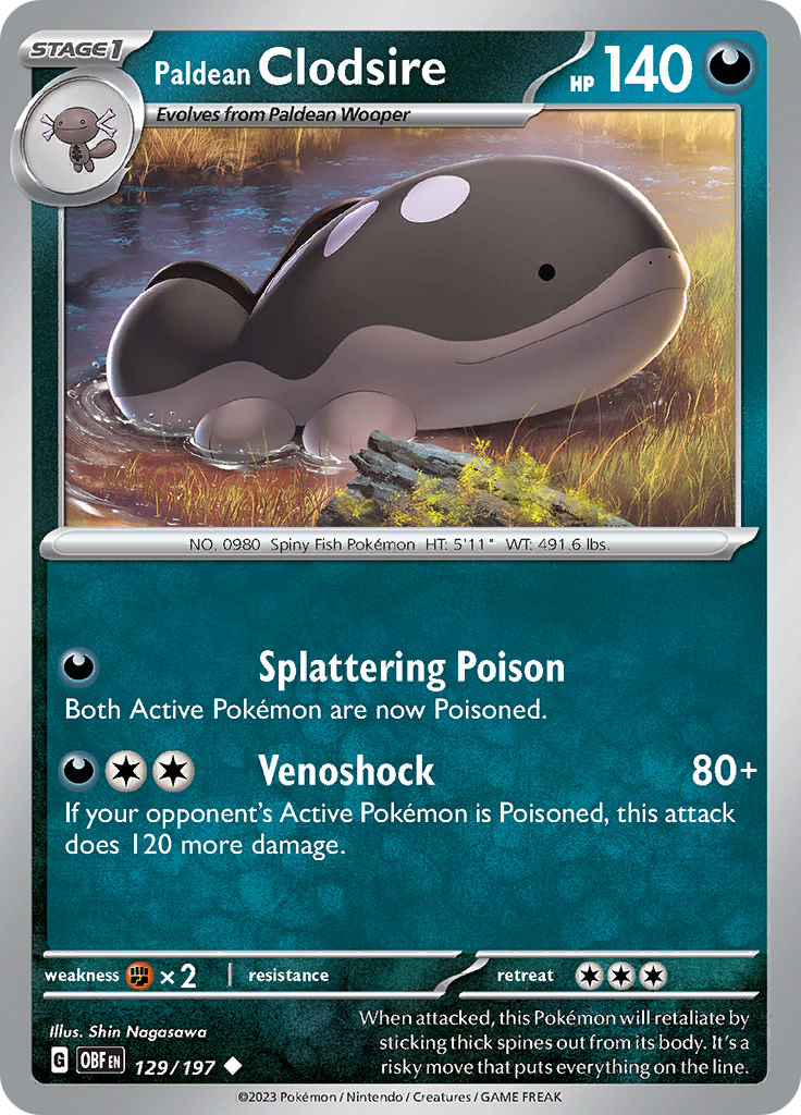Paldean Clodsire (129/197) [Scarlet & Violet: Obsidian Flames] Reverse Holofoil