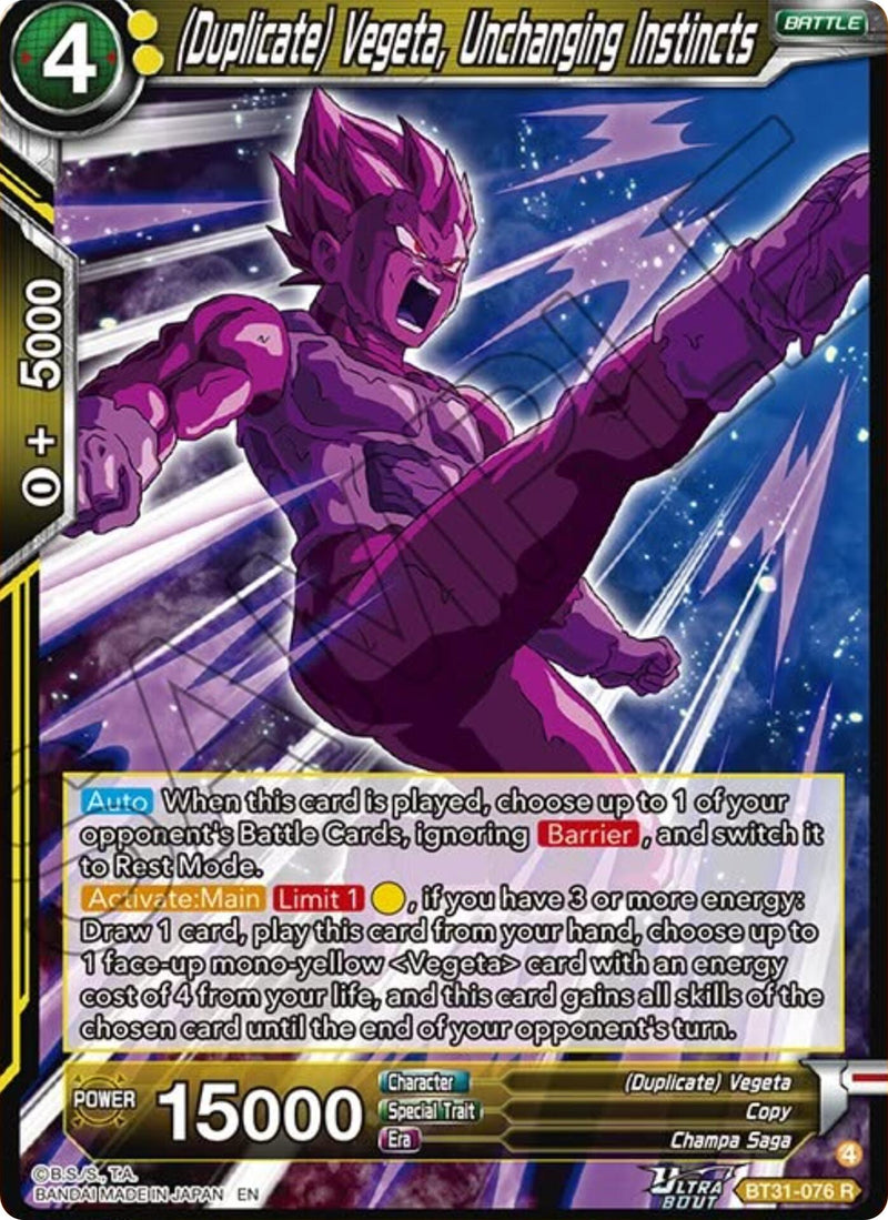 (Duplicate) Vegeta, Unchanging Instincts (BT31-076) [Impact Beyond Dimensions] Parallel Foil