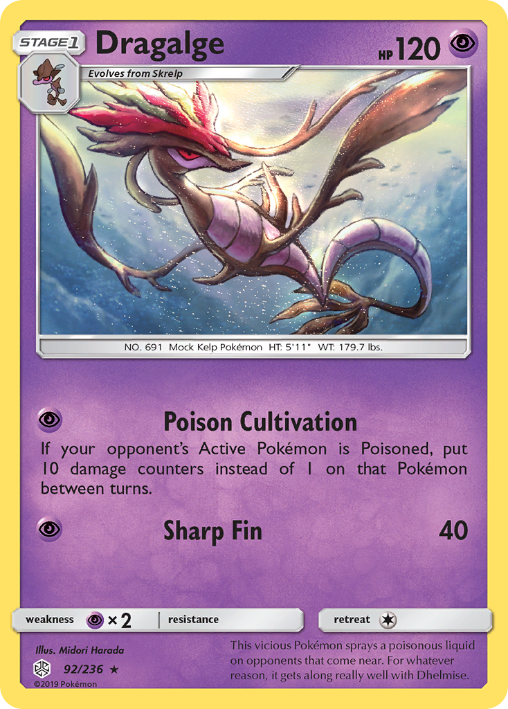 Dragalge (92/236) [Sun & Moon: Cosmic Eclipse] Reverse Holofoil
