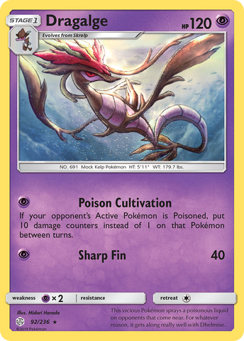 Dragalge (92/236) [Sun & Moon: Cosmic Eclipse] Reverse Holofoil