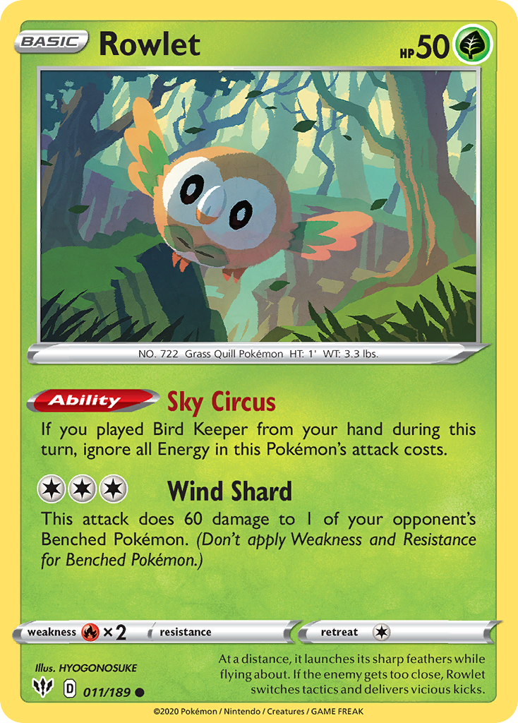 Rowlet (011/189) [Sword & Shield: Darkness Ablaze] Reverse Holofoil