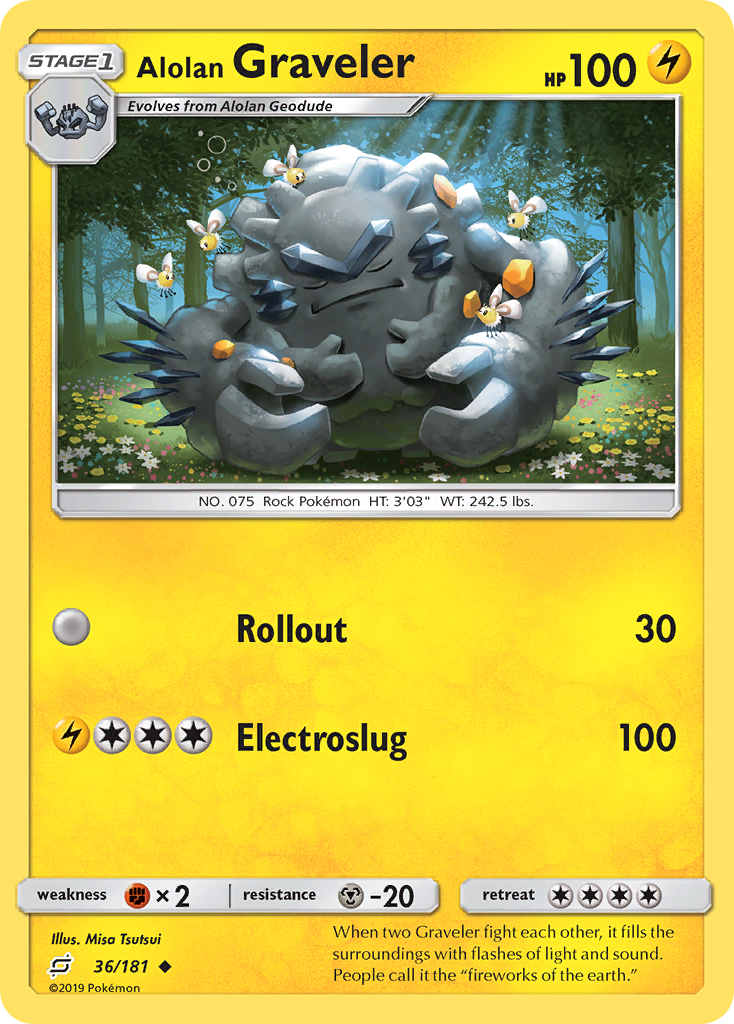 Alolan Graveler (36/181) [Sun & Moon: Team Up] Reverse Holofoil