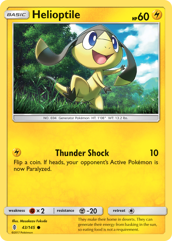 Helioptile (43/145) [Sun & Moon: Guardians Rising] Reverse Holofoil