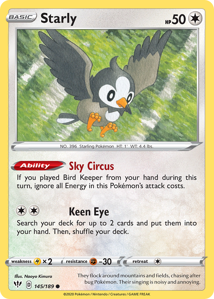 Starly (145/189) [Sword & Shield: Darkness Ablaze] Reverse Holofoil