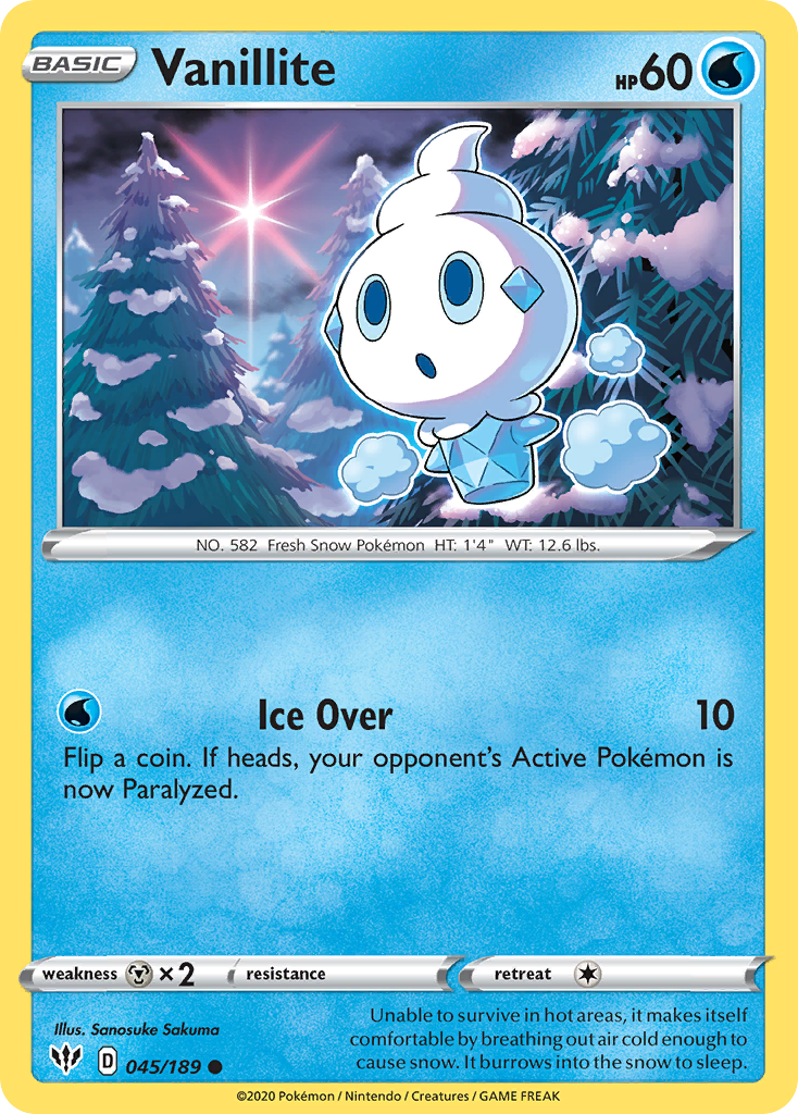 Vanillite (045/189) [Sword & Shield: Darkness Ablaze] Reverse Holofoil