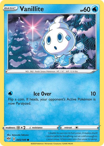 Vanillite (045/189) [Sword & Shield: Darkness Ablaze] Reverse Holofoil