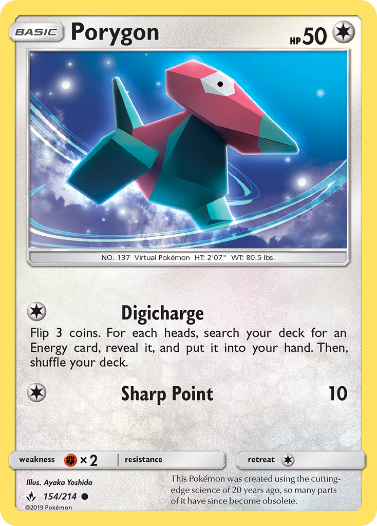 Porygon (154/214) [Sun & Moon: Unbroken Bonds] Reverse Holofoil