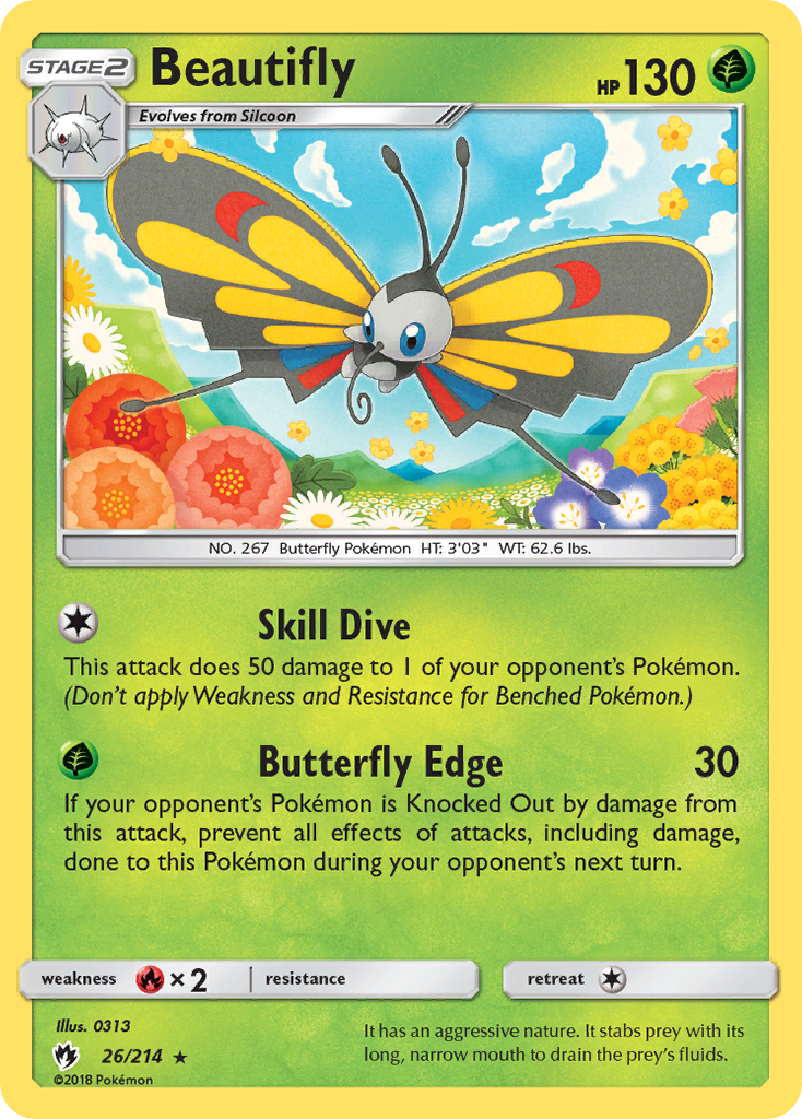 Beautifly (26/214) [Sun & Moon: Lost Thunder] Reverse Holofoil