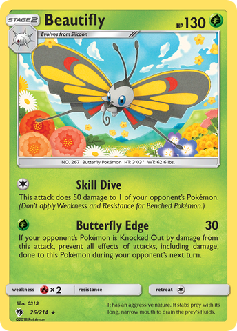 Beautifly (26/214) [Sun & Moon: Lost Thunder] Reverse Holofoil