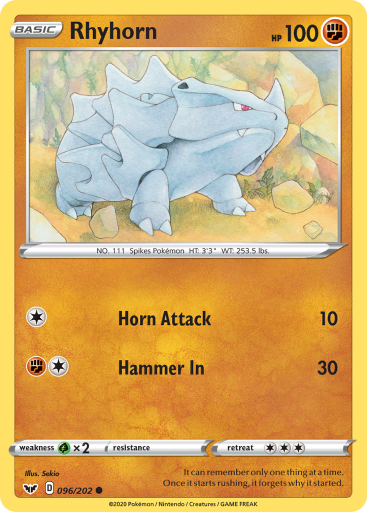 Rhyhorn (096/202) [Sword & Shield: Base Set] Reverse Holofoil