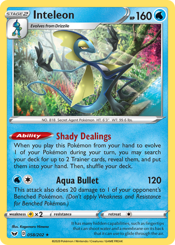 Inteleon (058/202) [Sword & Shield: Base Set] Reverse Holofoil