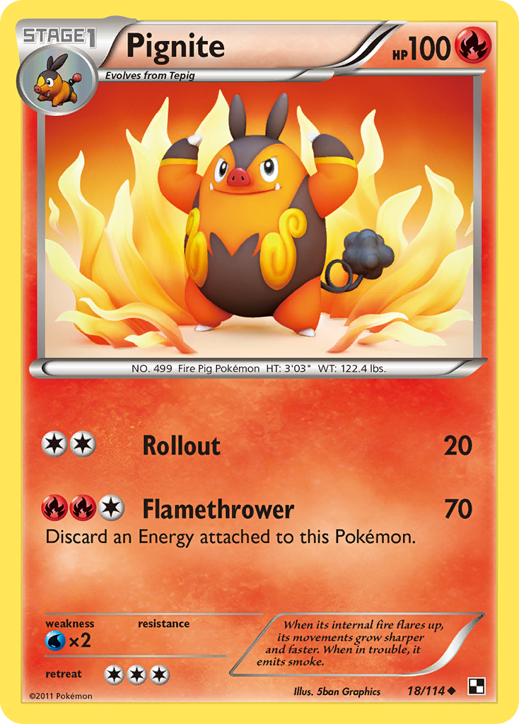 Pignite (18/114) [Black & White: Base Set] Reverse Holofoil