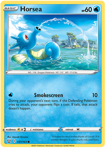Horsea (031/163) [Sword & Shield: Battle Styles] Reverse Holofoil