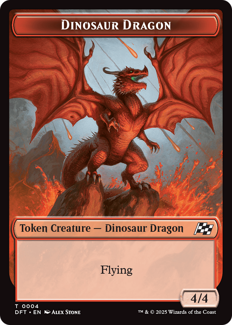 Dinosaur Dragon // Treasure Double-Sided Token [Aetherdrift Tokens] Foil