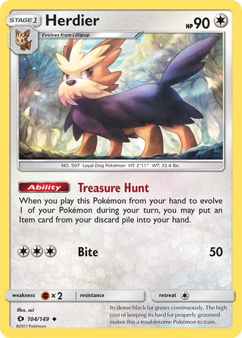 Herdier (104/149) [Sun & Moon: Base Set] Reverse Holofoil