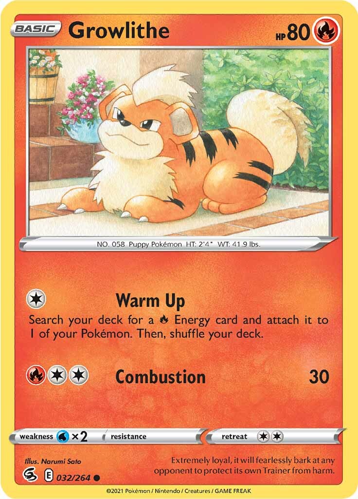 Growlithe (032/264) [Sword & Shield: Fusion Strike] Reverse Holofoil