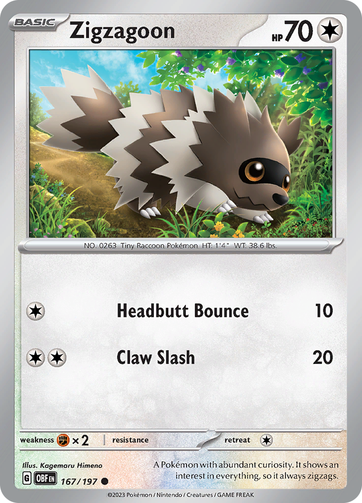 Zigzagoon (167/197) [Scarlet & Violet: Obsidian Flames] Reverse Holofoil