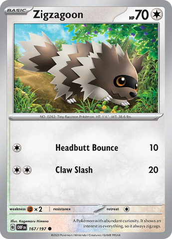 Zigzagoon (167/197) [Scarlet & Violet: Obsidian Flames] Reverse Holofoil