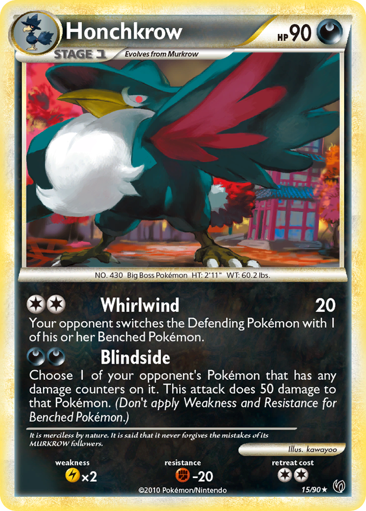 Honchkrow (15/90) [HeartGold & SoulSilver: Undaunted] Reverse Holofoil