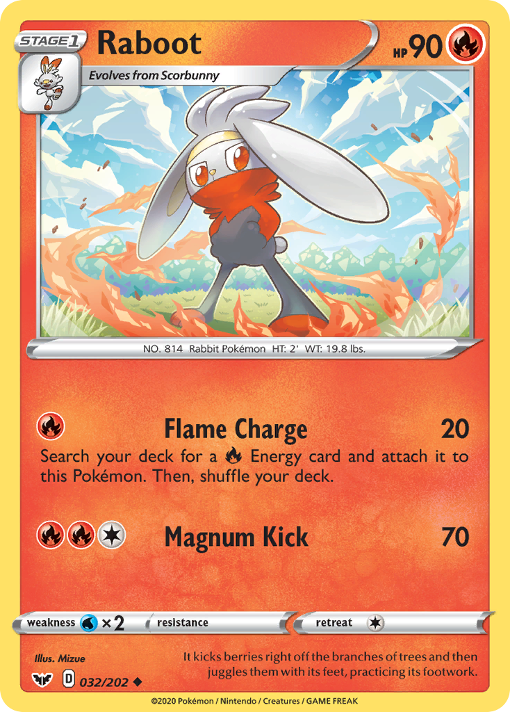 Raboot (032/202) [Sword & Shield: Base Set] Reverse Holofoil
