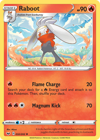 Raboot (032/202) [Sword & Shield: Base Set] Reverse Holofoil