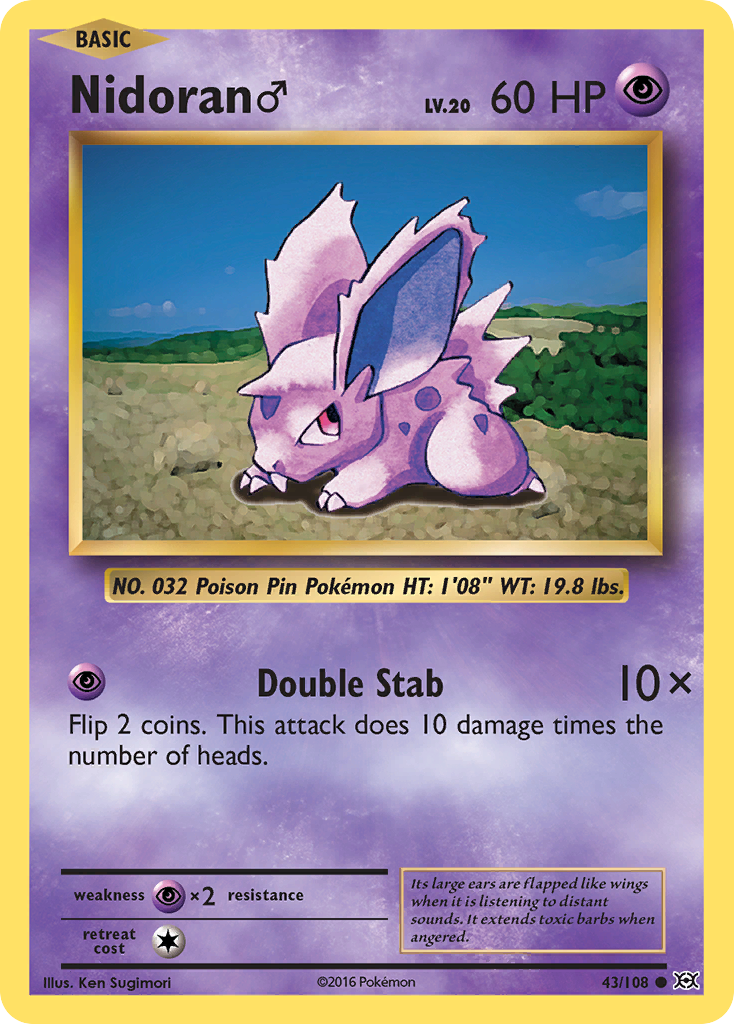 Nidoran (43/108) (Male) [XY: Evolutions] Reverse Holofoil