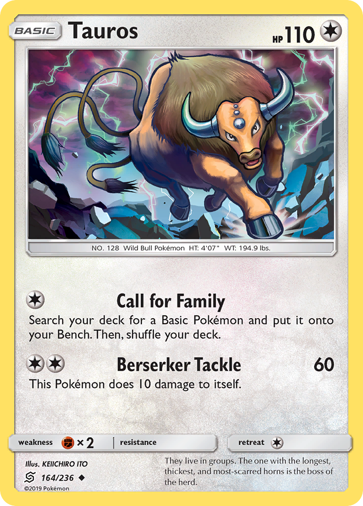 Tauros (164/236) [Sun & Moon: Unified Minds] Reverse Holofoil