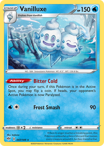 Vanilluxe (047/189) [Sword & Shield: Darkness Ablaze] Reverse Holofoil