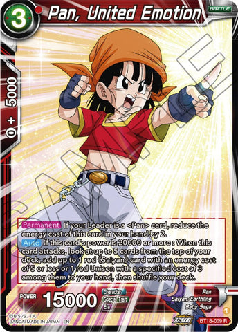 Pan, United Emotion (BT18-009) [Dawn of the Z-Legends] Parallel Foil