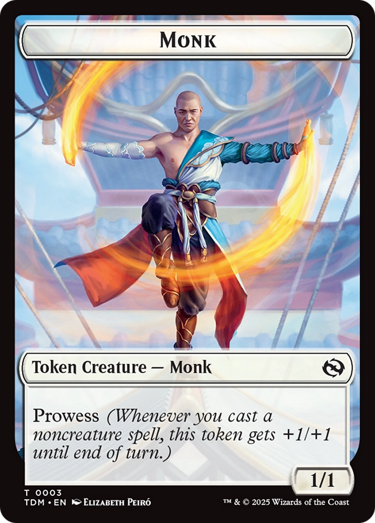Bird // Monk Double-Sided Token [Tarkir: Dragonstorm Tokens] Foil