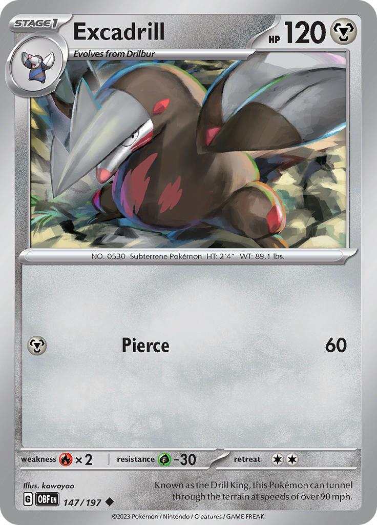Excadrill (147/197) [Scarlet & Violet: Obsidian Flames] Reverse Holofoil