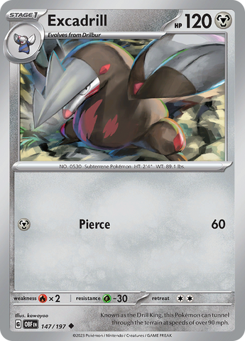 Excadrill (147/197) [Scarlet & Violet: Obsidian Flames] Reverse Holofoil