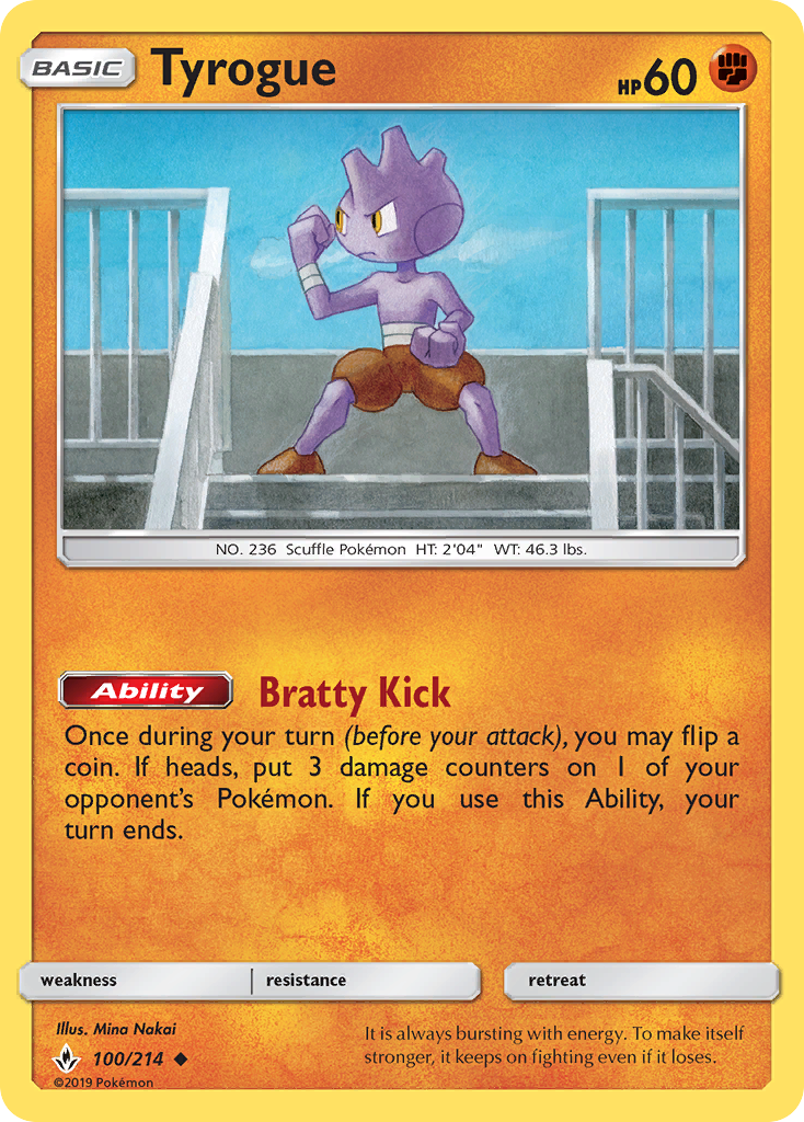 Tyrogue (100/214) [Sun & Moon: Unbroken Bonds] Reverse Holofoil