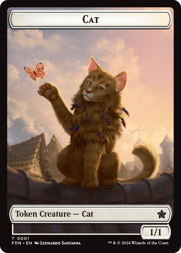 Cat (0001) // Cat (0002) Doubled-Sided Token [Foundations Tokens] Foil