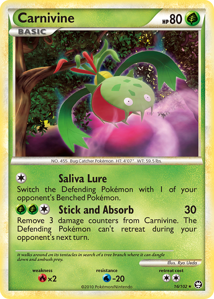 Carnivine (16/102) [HeartGold & SoulSilver: Triumphant] Reverse Holofoil