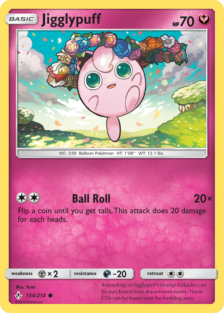 Jigglypuff (134/214) [Sun & Moon: Unbroken Bonds] Reverse Holofoil